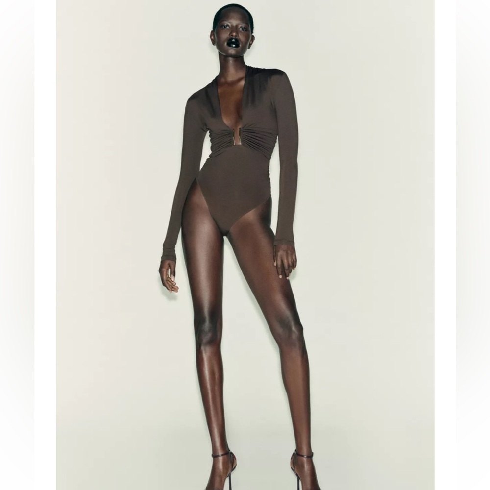 Zara Brown Long Sleeve Bodysuit